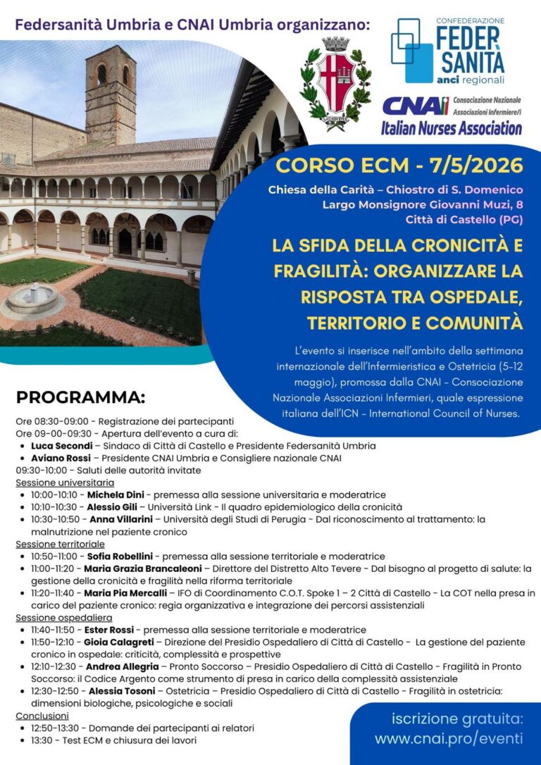 Città di Castello ospita il corso ECM sulla gestione della cronicità e fragilità