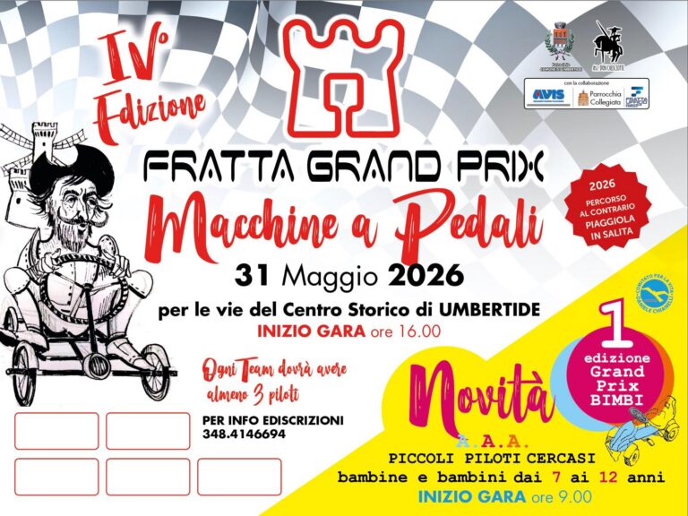 “Grand Prix della Fratta”, torna la corsa delle macchine a pedali: nel 2026 debutta anche il “Grand Prix Bimbi”