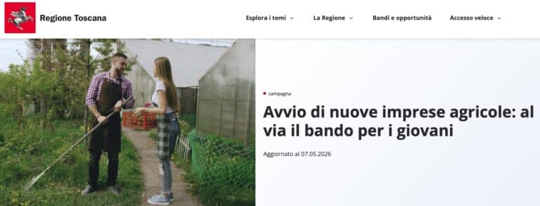 Giovani agricoltori, al via il bando in Valtiberina Toscana: contributi per nuove imprese agricole