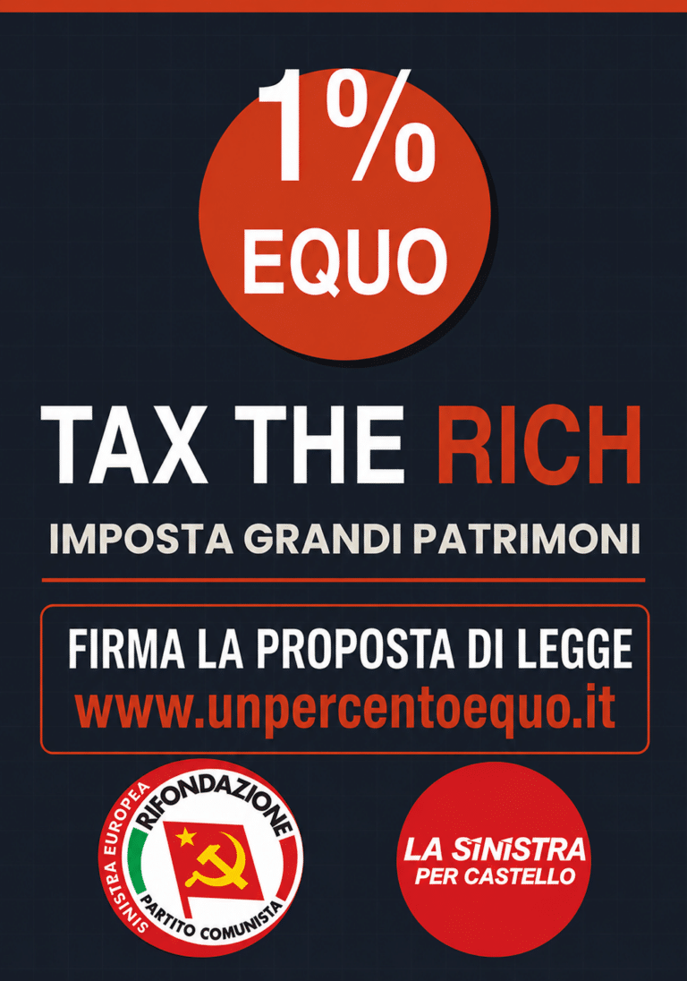 “1%EQUO”, anche a Città di Castello parte il sostegno alla patrimoniale sulle grandi ricchezze