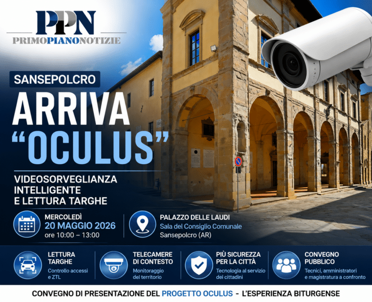 Sansepolcro punta sulla sicurezza: arriva “Oculus”, il nuovo sistema di videosorveglianza intelligente