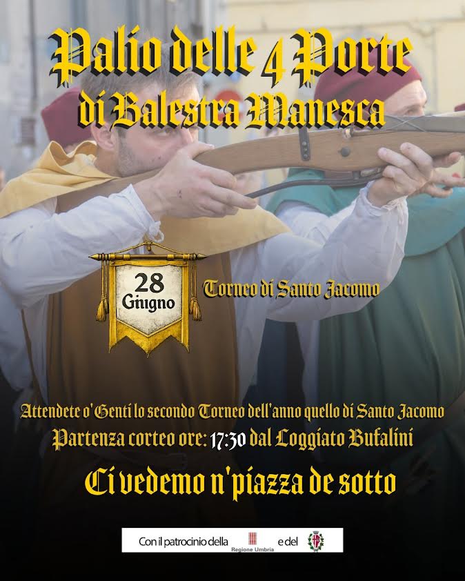 Balestra manesca, domenica in piazza Gabriotti il Torneo di San Giacomo