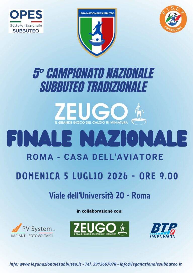 Subbuteo Tradizionale, il ternano Marco Perotti a Roma per difendere il titolo Gold al Monomarca Zeugo 2026