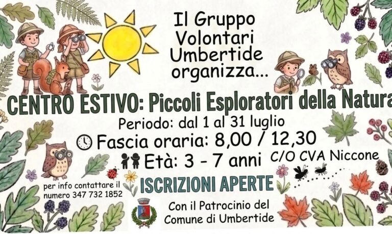 Centro estivo “Piccoli Esploratori della Natura”: aperte le iscrizioni a Niccone