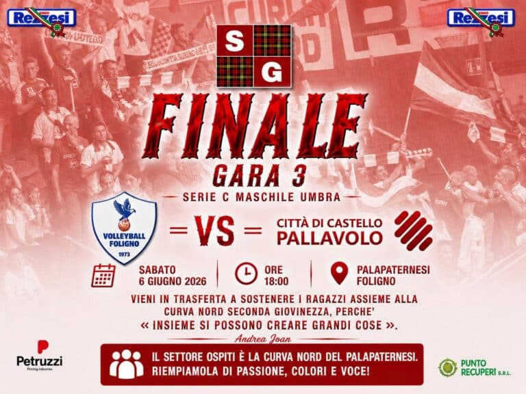 Città di Castello Pallavolo, novanta minuti per la storia: a Foligno vale la Serie B