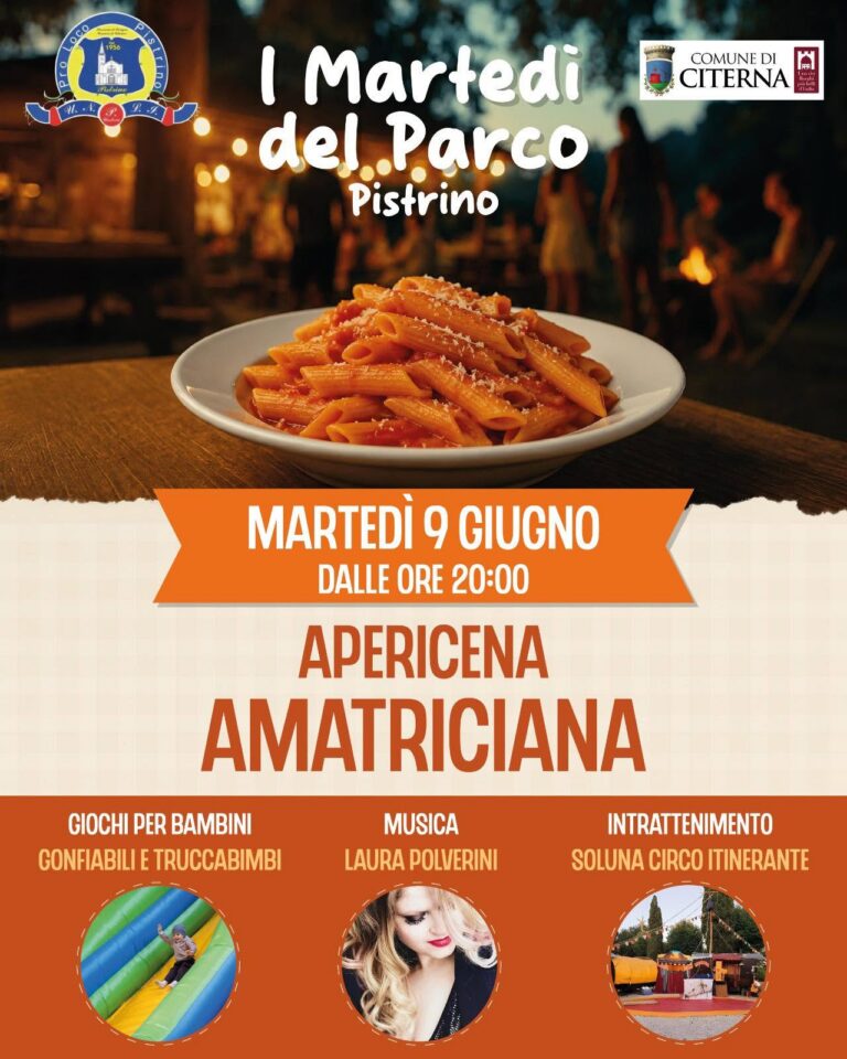 Tornano i Martedì del Parco: a Pistrino da questa sera si riparte con amatriciana, musica e divertimento per tutta la famiglia