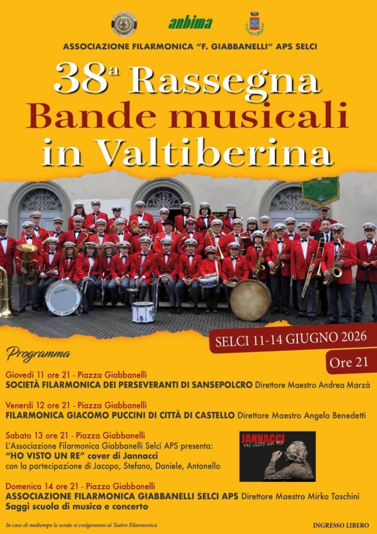 Selci, quattro serate di musica per la 38ª Rassegna delle Bande Musicali in Valtiberina