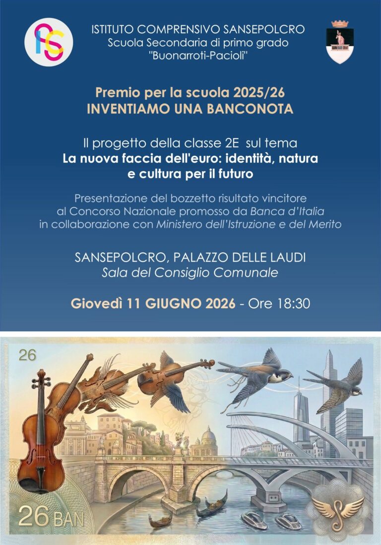 Sansepolcro festeggia i giovani talenti: premiata la classe 2E vincitrice di “Inventiamo una Banconota”