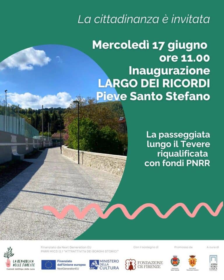 Pieve Santo Stefano inaugura il “Largo dei Ricordi”: nuova passeggiata sul Tevere grazie ai fondi PNRR