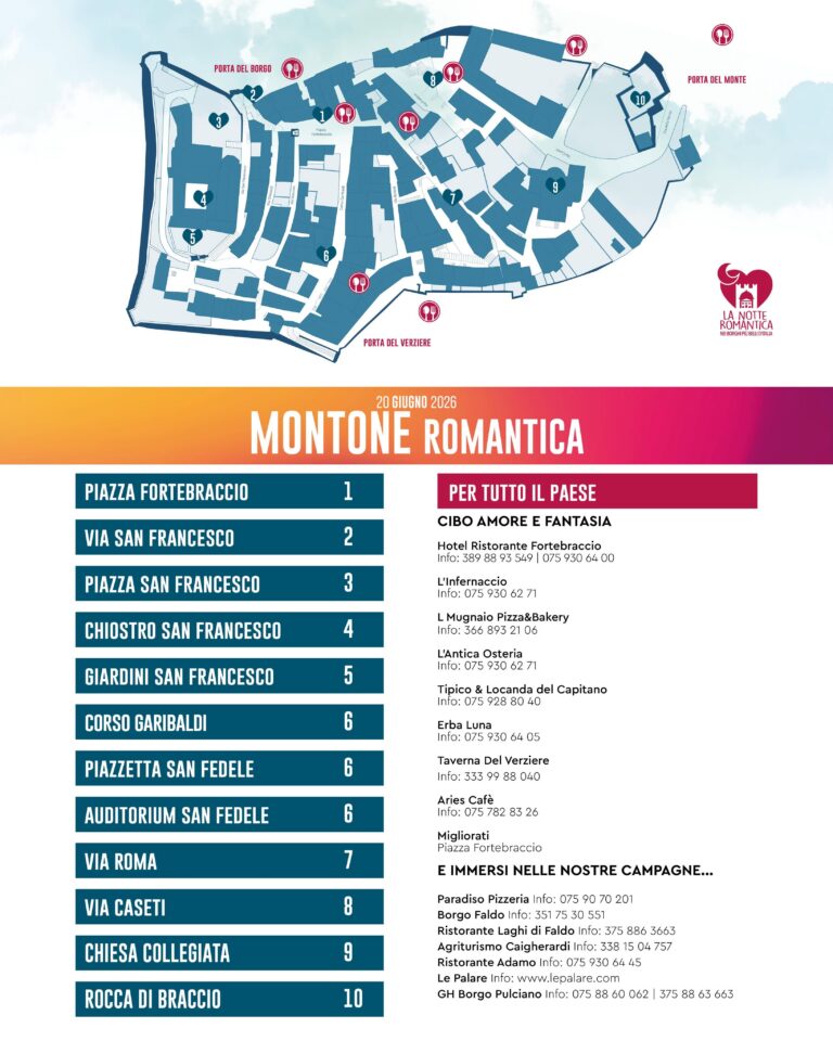 Montone si prepara alla Notte Romantica: un borgo da vivere tra musica, sapori e scorci da cartolina