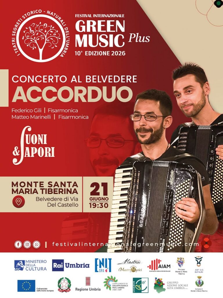 Monte Santa Maria Tiberina, musica e tramonto per il solstizio d’estate: al Belvedere arriva “AccorDuo”