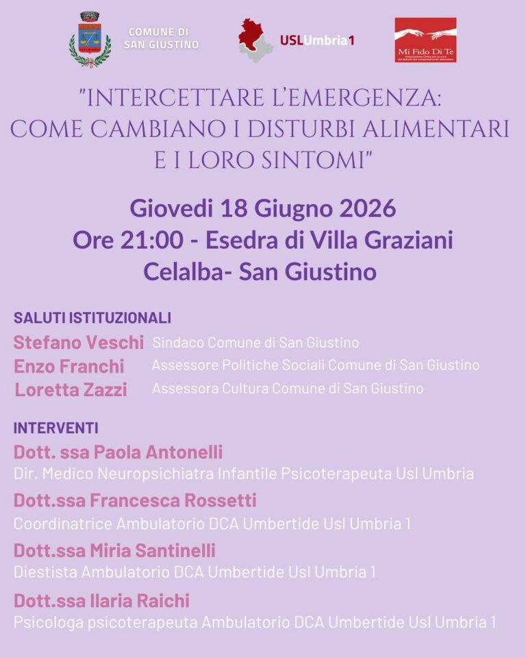 Disturbi alimentari, a San Giustino una serata per riconoscere i segnali e intervenire in tempo