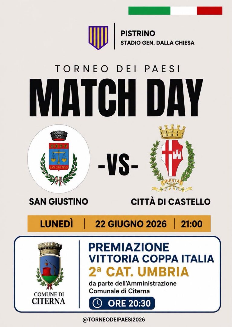 Pistrino festeggia la Coppa Italia: questa sera la premiazione prima della semifinale del Torneo dei Paesi