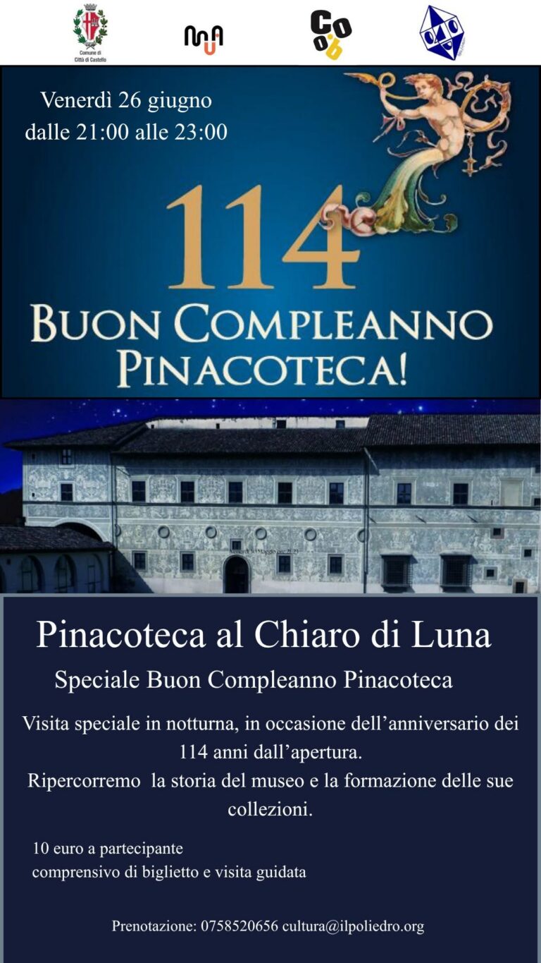 Pinacoteca al Chiaro di Luna, 114 anni di storia da festeggiare sotto le stelle