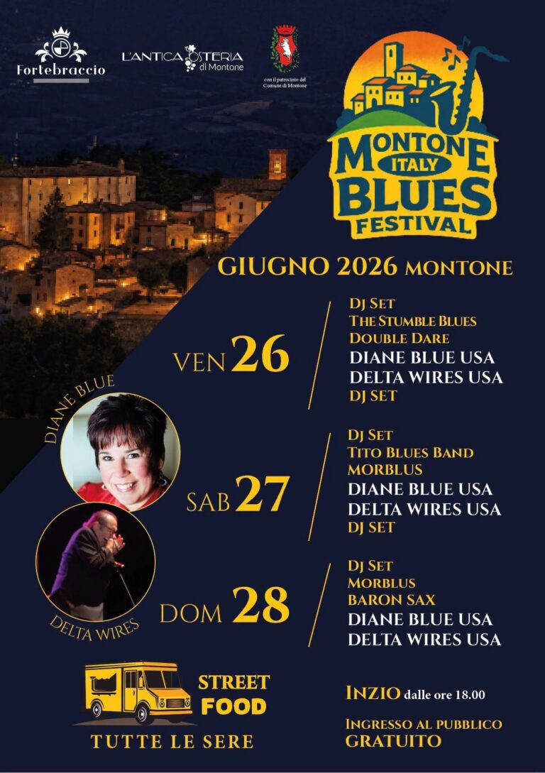 Montone accende l’estate con il primo Blues Festival: tre giorni di musica internazionale nel borgo