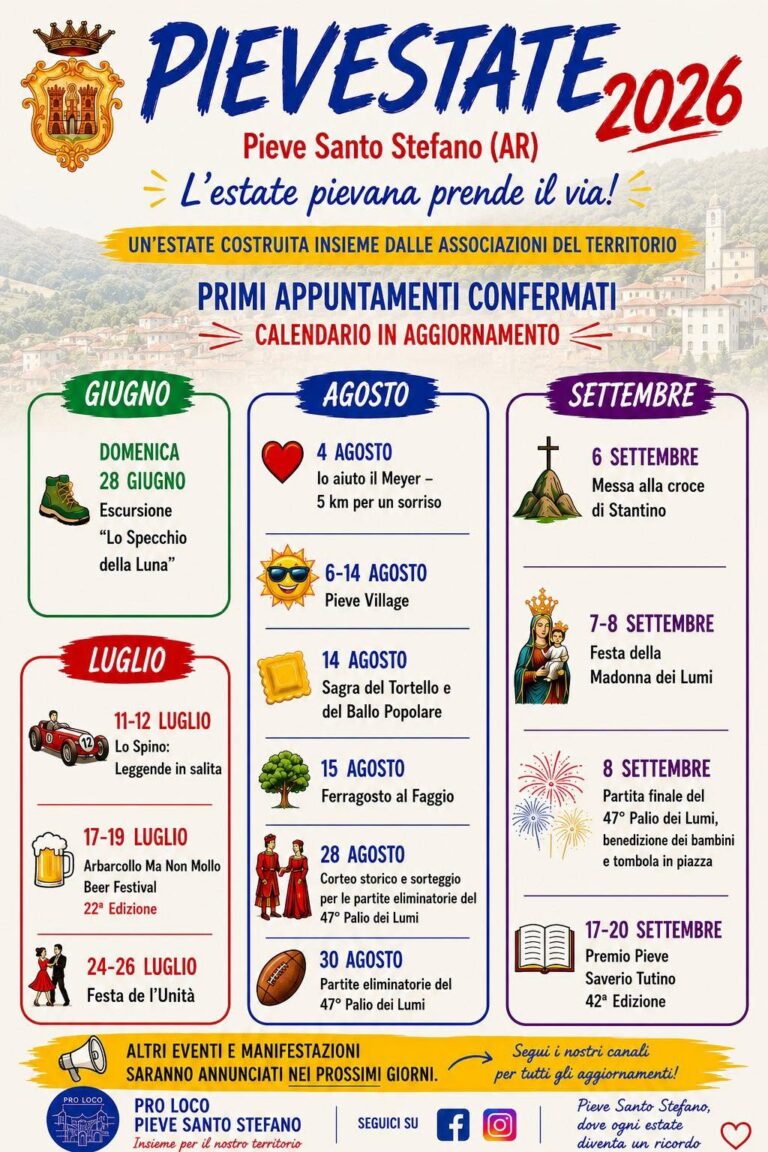 PievEstate 2026 prende il via: eventi, tradizioni e appuntamenti per tutta l’estate