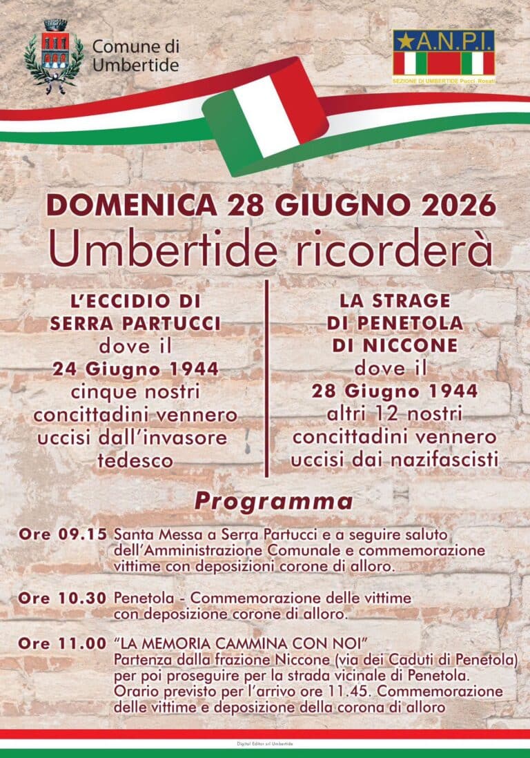 Umbertide ricorda le vittime delle stragi nazifasciste: il 28 giugno le commemorazioni a Serra Partucci e Penetola