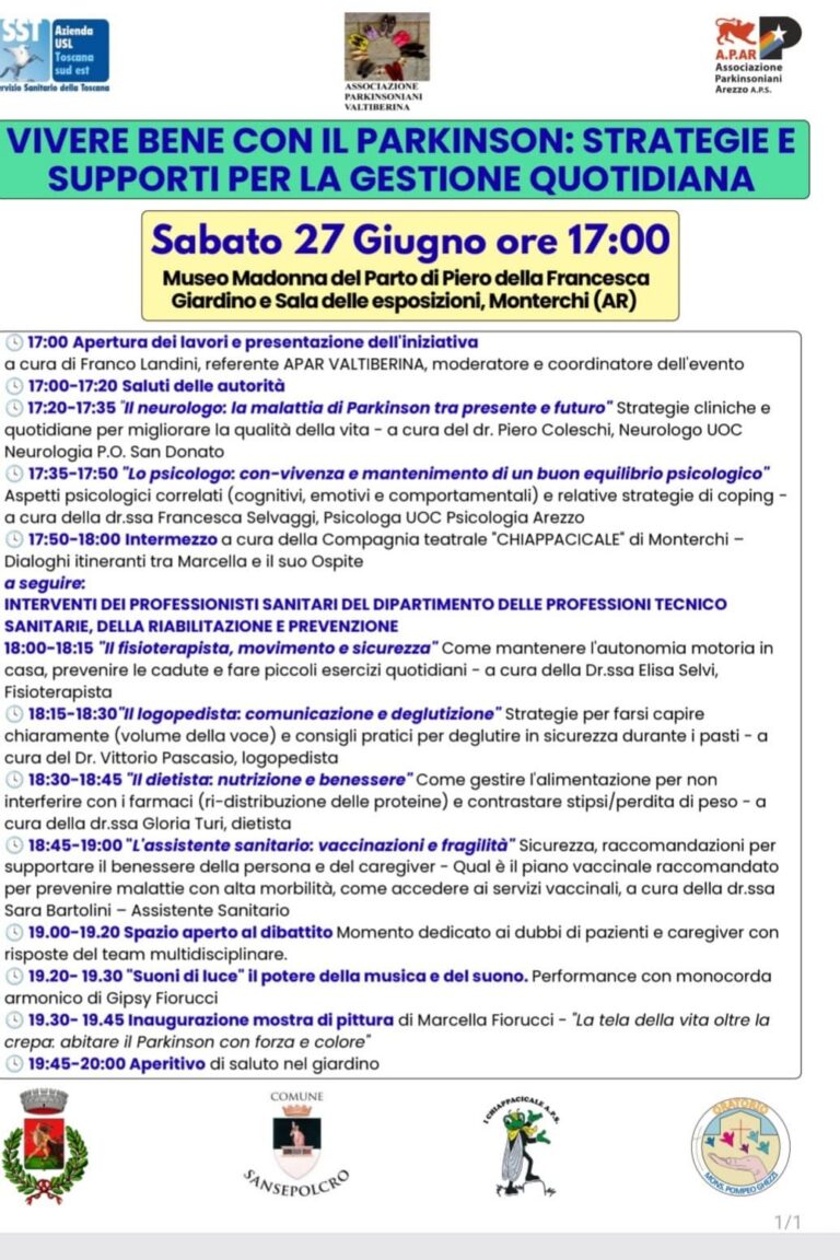 Parkinson, a Monterchi un incontro per imparare a convivere con la malattia