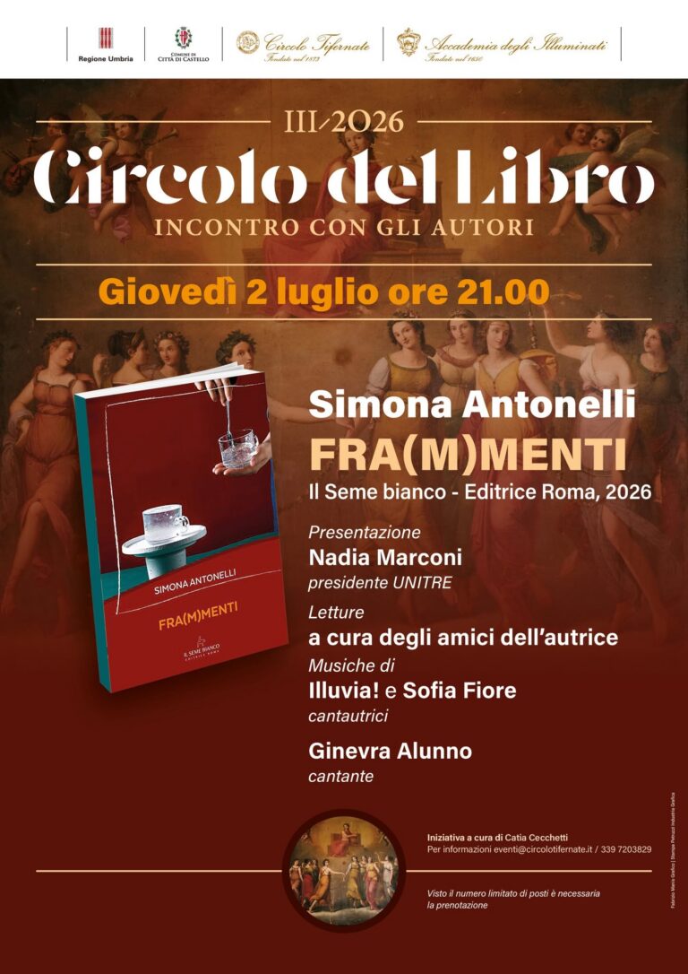 Simona Antonelli presenta “Fra(M)menti”: al Circolo degli Illuminati una serata tra parole, musica ed emozioni