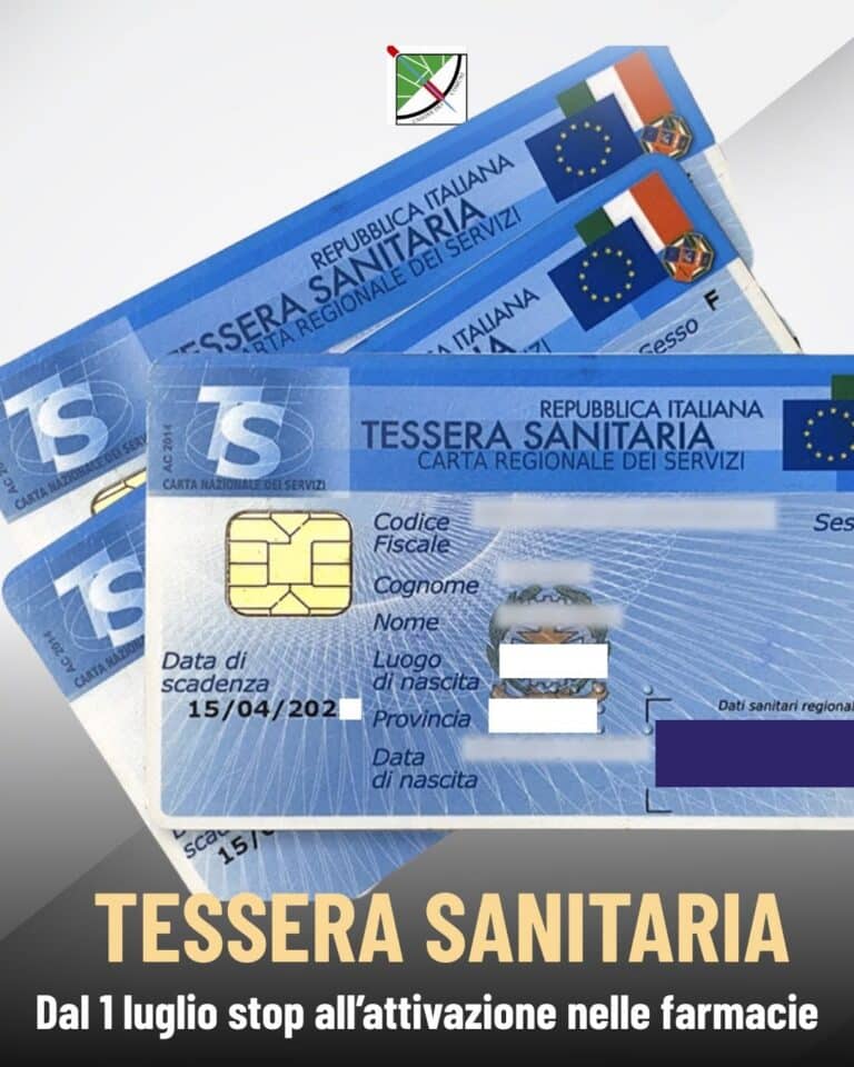 Dal 1° luglio cambia l’attivazione della tessera sanitaria: non sarà più possibile farla in farmacia