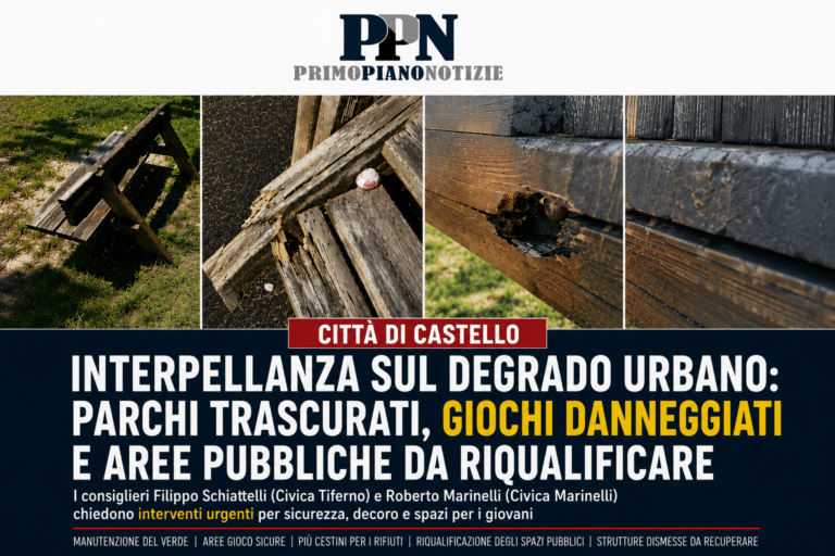 Parchi nel degrado, giochi rotti e strutture abbandonate: Tiferno Civica e Civica Marinelli chiedono risposte al Comune
