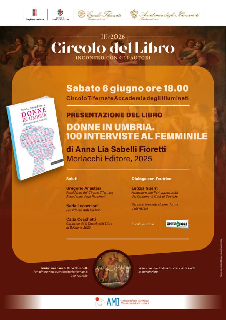 “Donne in Umbria”, al Circolo degli Illuminati il libro di Anna Lia Sabelli Fioretti