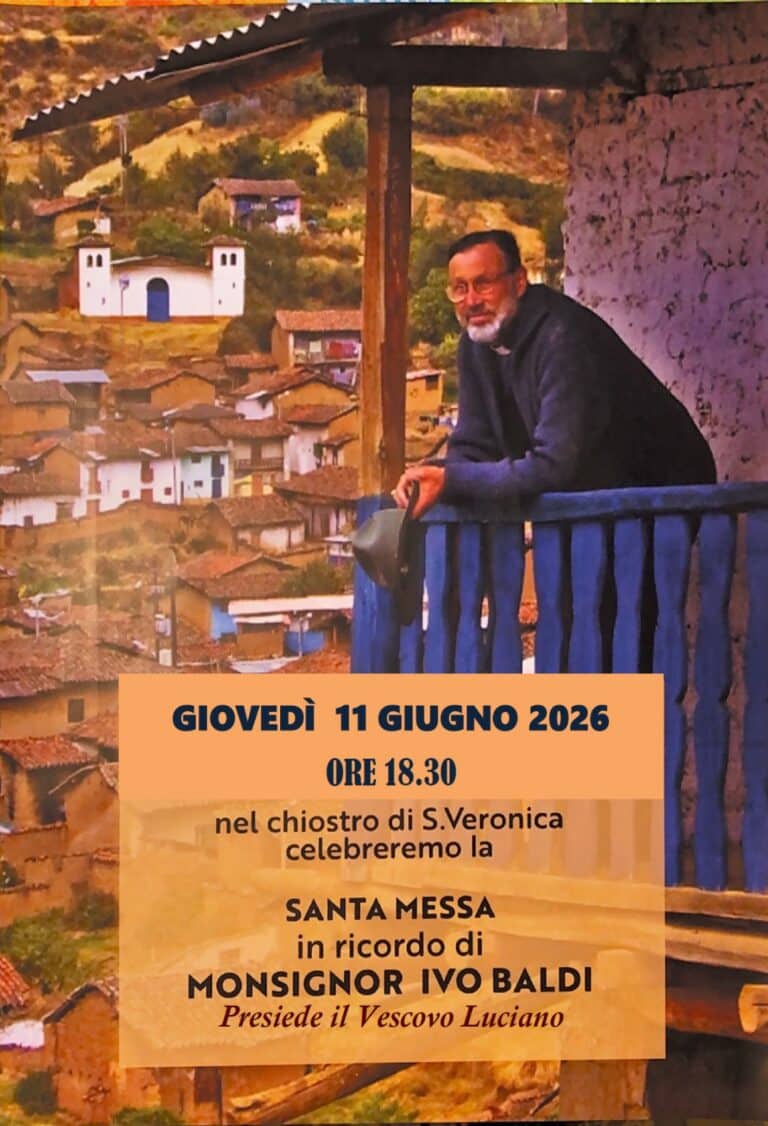 Città di Castello, Messa nel chiostro di Santa Veronica il 11 giugno per mons. Ivo Baldi a cinque anni dalla scomparsa