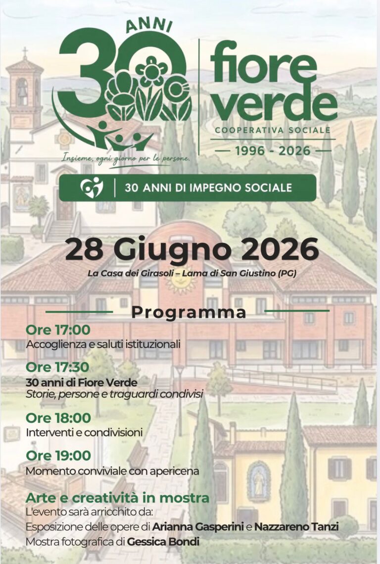 Fiore Verde compie 30 anni: festa domenica 28 giugno alla Casa dei Girasoli di Lama di San Giustino