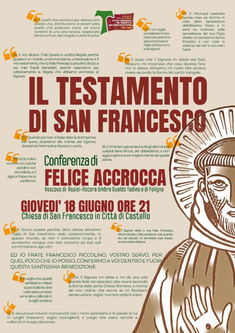 Il Testamento di San Francesco al centro di una conferenza di Monsignor Felice Accrocca