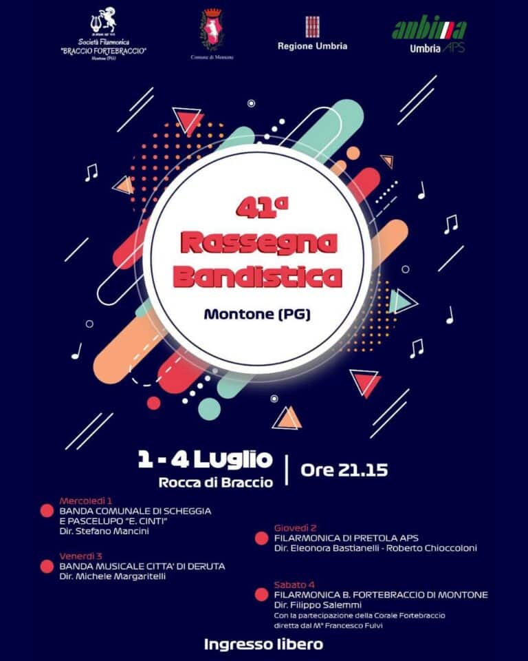 Montone, la Rassegna Bandistica entra nel vivo: questa sera e domani gli ultimi due concerti alla Rocca di Braccio