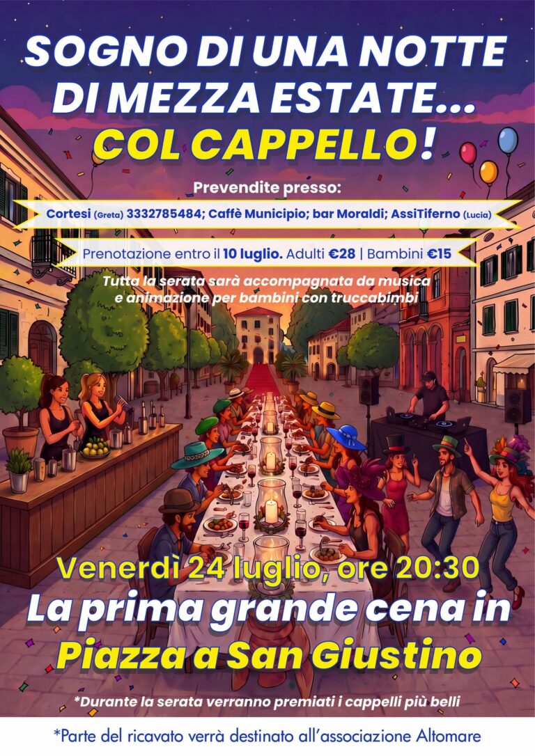 San Giustino si prepara alla prima grande cena in piazza: il tema sarà “Col cappello”