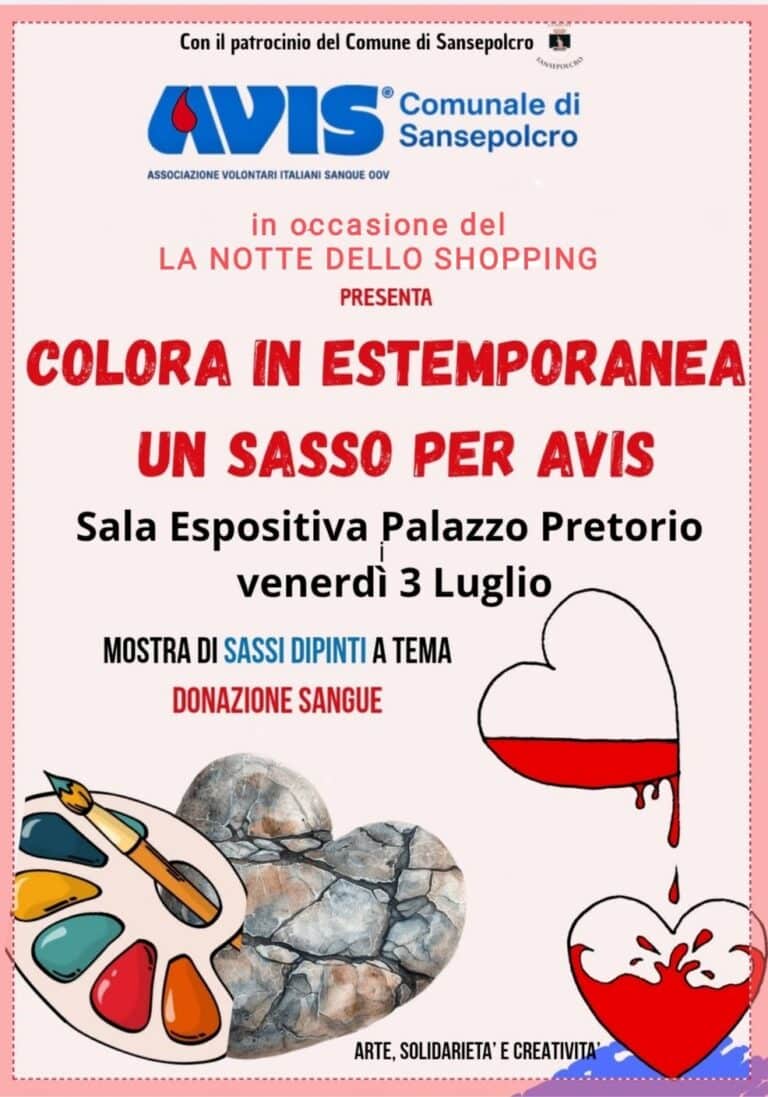 Sansepolcro, AVIS porta creatività e solidarietà alla Notte dello Shopping con “Un Sasso per AVIS”