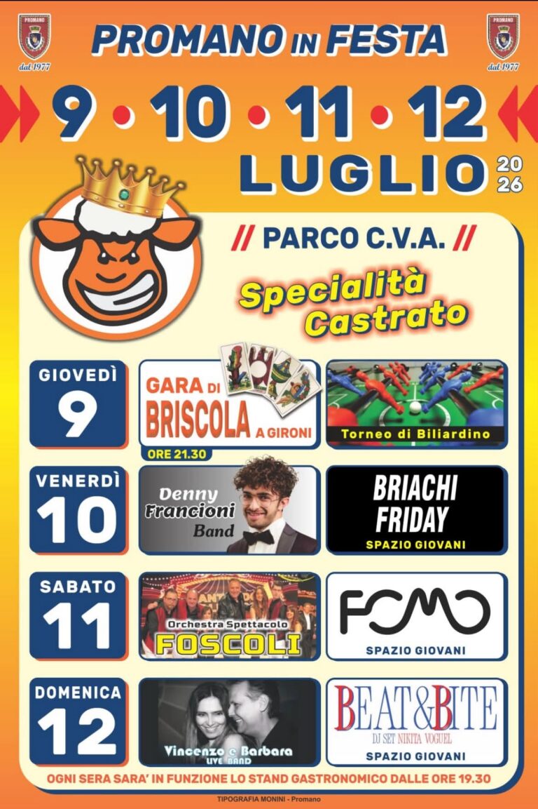 Promano in festa, quattro giorni tra musica, gastronomia e tradizione nel cuore dell’Alta Valle del Tevere