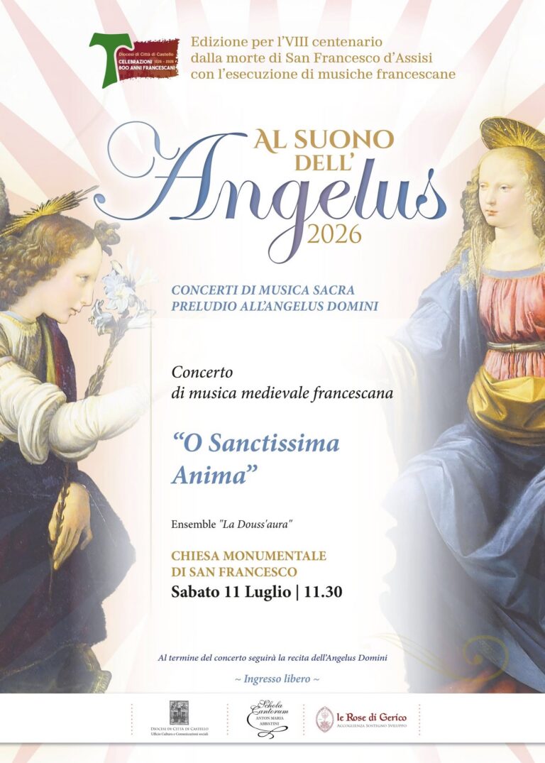 Al suono dell’Angelus 2026: tre concerti di musica francescana per gli 800 anni dalla morte di San Francesco