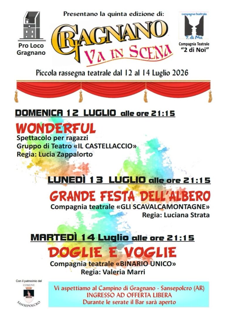 “Gragnano va in scena”, torna la rassegna teatrale dell’estate biturgense