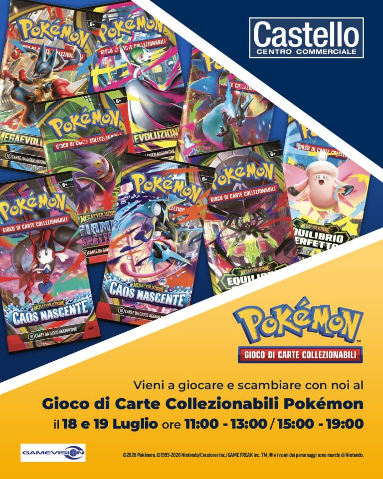 Il Centro Commerciale Castello ospita il weekend dedicato al Gioco di Carte Collezionabili Pokémon