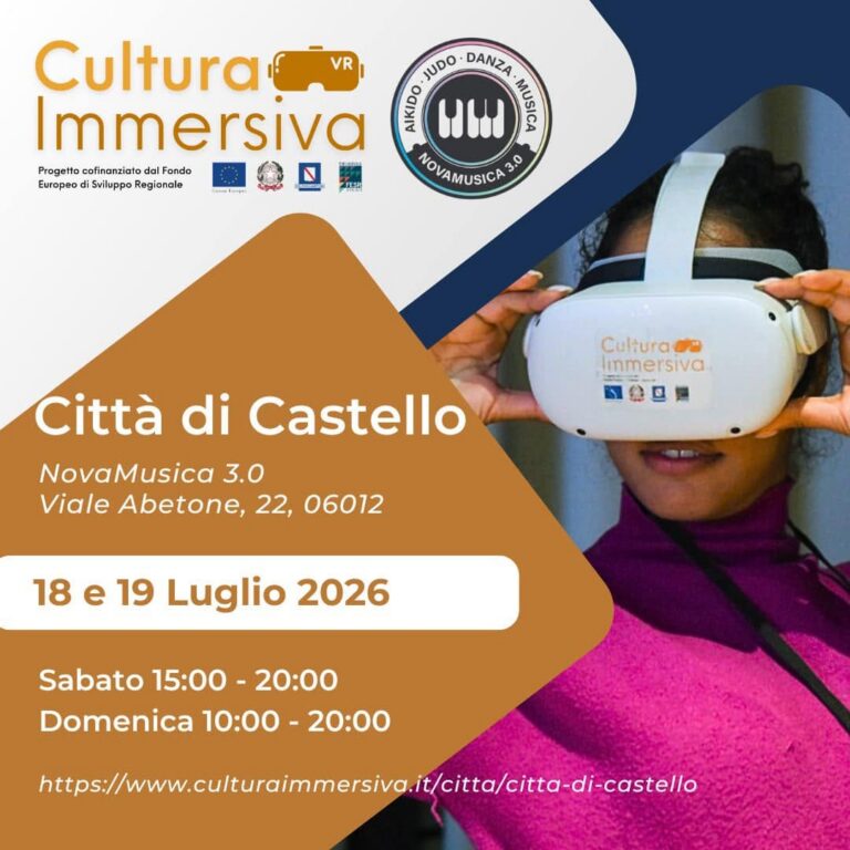 Città di Castello, il 18 e 19 luglio arriva “Cultura Immersiva”: un viaggio nella realtà virtuale