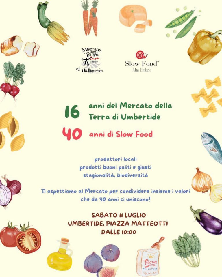 Mercato della Terra di Umbertide, domani la festa per i 16 anni insieme ai 40 anni di Slow Food